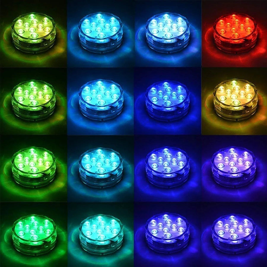 Multi-Color Waterproof LED Puck Light with Remote