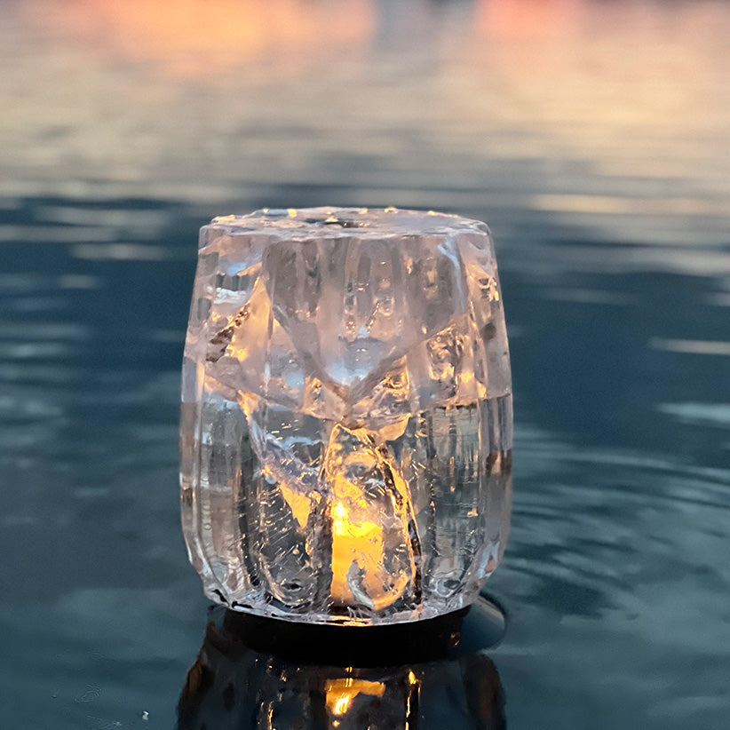 Fluted Ice Lantern Kit with Waterproof LED Puck Light with Remote -  Wintercraft