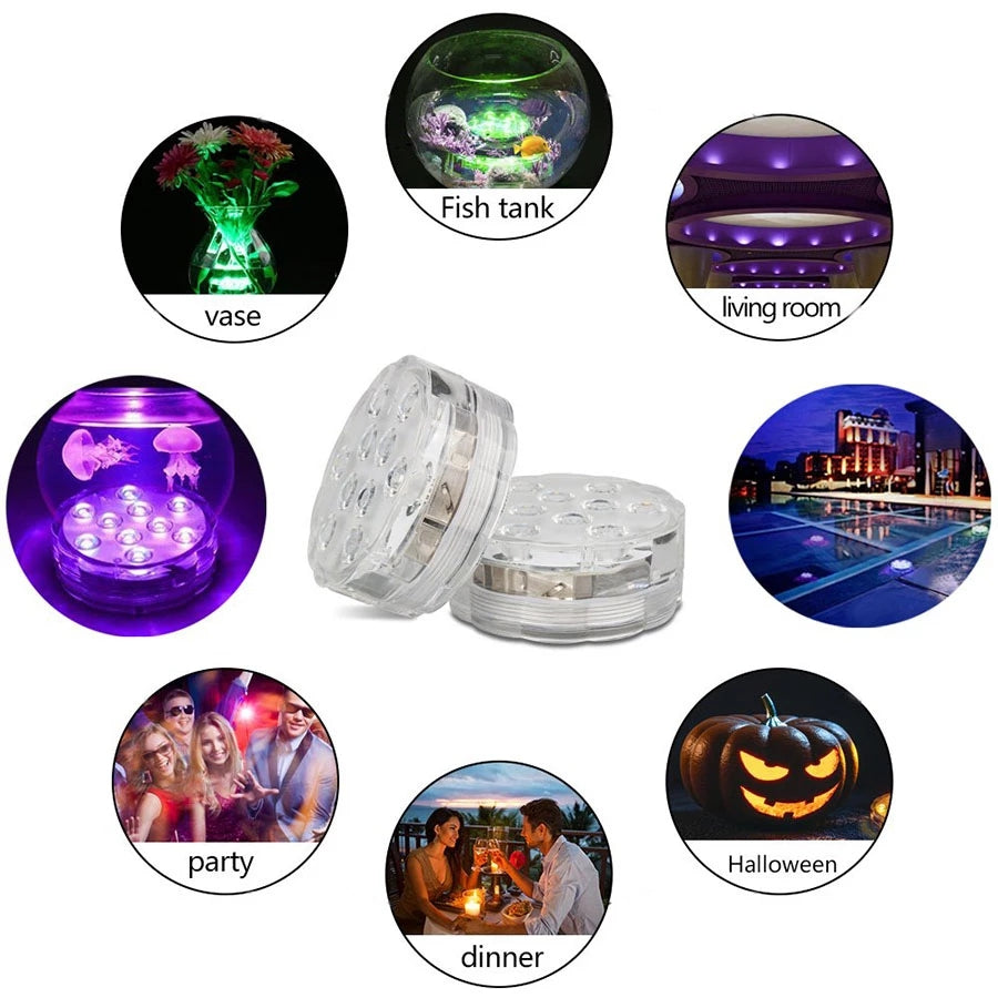 Multi-Color Waterproof LED Puck Light with Remote
